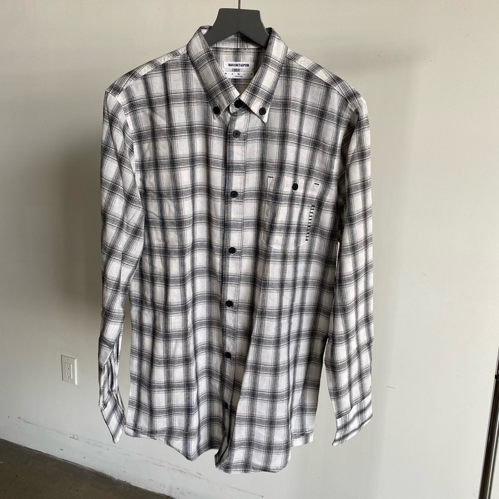 NWT Man X One Teaspoon Black and White Plaid Classic Ace Shirt Sz Medium